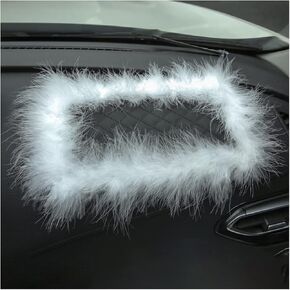 Car Anti-Slip Feather Pad, Fluffy Mat for Auto Dashboard, Middle Size Adhesive Pads for Car Ornament, Dash Grip Mats for Decorations Cell Phones Keys, Vehicle Interior Accessories (White)