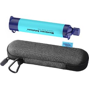 Membrane Solutions Portable Water Filter with A Official Carry Case, Emergency Water Filtration Straw Bag Survival, Lightweight 5-Stage Water Purifier for Camping Hiking Backpacking and Tactical Gear