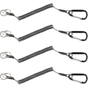 Retractable Tool Lanyard Set - 3 Stainless Steel Coiled Fishing Lanyards with Carabiner Clips