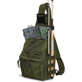 Fishing Backpack, Fishing Sling Bag Tackle Backpack Fly Fishing Bag with Rod Holder Fishing Gifts for Men and Women