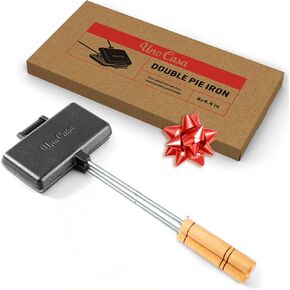 Uno Casa - XL Pie Irons Cast Iron Sandwich Maker - Mountain Pie Maker, Japanese Sandwich Maker with Recipe Book, Campfire Cooking Equipment - Mountain Pie Maker Cast Iron