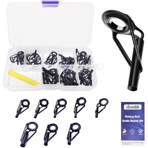 Aventik Fishing Rod Tip Repair Kit Complete with Rod Building Supplies, Complete Supplies and Tip Eyelet Replacements for Fishing Pole Repair Kit