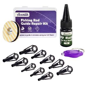 Aventik Fishing Rod Tip Repair Kit Complete with Rod Building Supplies, Complete Supplies and Tip Eyelet Replacements for Fishing Pole Repair Kit