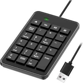 Wired 10-Key USB Keypad Number Pad – Portable Numeric Keypad Keyboard for Laptop, PC and Desktop | Computer Accessories Numpad for ChromeBook Surface Notebook MateBook - Essential Office Data Entry