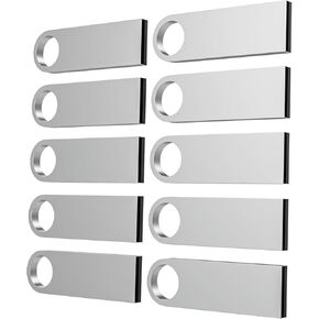 ABLAZE 32GB USB Flash Drive 10 Pack, Metal Flash Drive USB 2.0 Thumb Drives with Keychains USB Stick 32GB USB Drive Pendrive