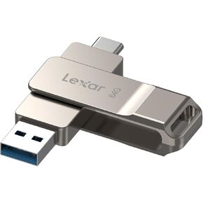 Lexar D40E 256GB Dual Drive USB 3.2 Gen 1 Type-C™ Jump Drive, USB-C Flash Drive Metal Housing Swivel Design Thumb Drive (LJDD40E256G-BNSNG)