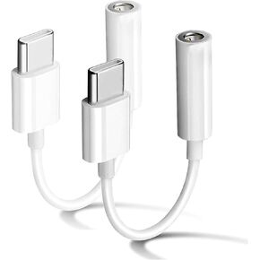 2 Pack USB C to 3.5mm Headphone Jack Adapter Type C USB C to Aux Audio Dongle Cable Cord Compatible with iPhone 15 Pro Max/15 Pro/15 Max, iPad Pro, MacBook, Galaxy S24 S23 S22