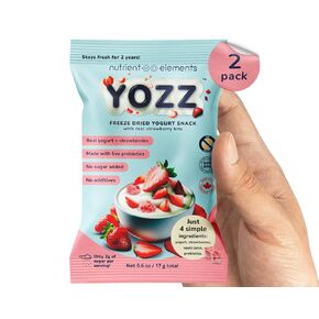 Yozz Probiotic Freeze Dried Yogurt Snack with Real Strawberries - No Sugar Added - 1 Billion CFU per Serving - 10 Individual Packs- For Adults, Babies, and Toddlers - Tastes Wow!
