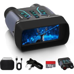 Night Vision Binoculars for Adults & Kids- 4.5'' Screen Infrared Night Vision Goggles Camera with Case, 4K Video & 36MP Photos, 8X Digital Zoom, 7-Level Infrared, 4500mAh Battery for Camping,Security