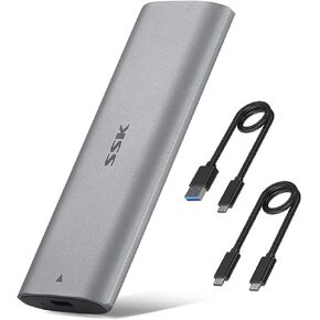 SSK M.2 NVMe Enclosure, Tool-Free SSD Enclosure Adapter, USB C 3.2 Gen 2 10Gbps PCIe MKey External Solid State Drive Case, Support UASP Trim for 2230/2242/2260/2280 (SATA NOT Supported)