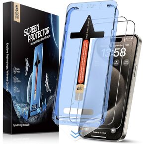 MAGIC JOHN 2 Pack for iPhone 15 Pro Max 6.7 inch Tempered Glass Screen Protector, Auto Dust-Elimination Installation, Bubble Free, Dynamic Island Compatible, HD Clear, Easy Installation