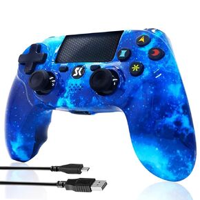 Controller for PS4, Wireless Controller Blue for Sony PlayStation 4/Slim/Pro, Remote Control with 6-Axis Motion Sensor/Double Vibration/Sensitive Touch Pad/Speaker & 3.5mm Audio Jack/800mAh Battery
