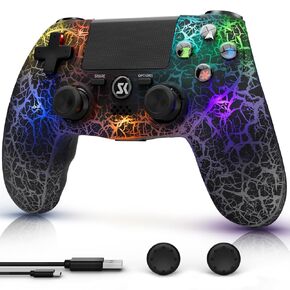 CHENGDAO Controller for PS4, Wireless Controllers for PlayStation 4/Pro/Slim, Remote Control with Adjustable RGB Light/1000mAh Battery/6-Axis Motion Sensor/Double Vibration/3.5mm Audio Jack, White