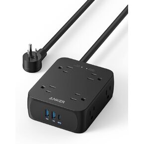 Anker Power Strip with USB Ports,5Ft,Surge Protector(2000J),8 Widely Outlet Extender with 2 USB A Ports and 1 USB C Port,Works (White)