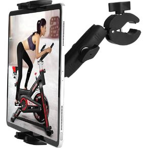 Treadmill Tablet Ipad Holder Bike Handlebar Mount Clamp for Stationary Bicycle Elliptical Spin Bike Peloton Stroller for 4-13" Devices, iPad Pro 12.9, Air, Mini, Galaxy Tabs, iPhone