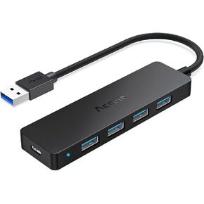 Aceele USB Hub 3.0 Splitter with 4ft Extension Long Cable Cord, 4-Port Ultra-Slim Multiport Expander for Desktop Computer PC, Laptop, Chromebook, Mac Mini, iMac, PS4, Flash Drive Data and More