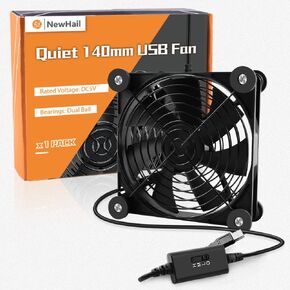 2Pack 140mm Mini USB Fan Computer Fan Multi-Speed Control, Reduction Heat for Router, Game Console, TV Box, Recipient, Modem, DVR, Playstation, AV-Cabin