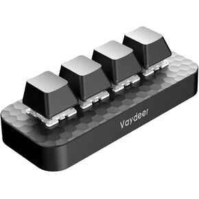 Vaydeer 4 Fully Programmable Keys with Floating Window and Macro Multifunctional Keypad, One-Handed Mechanical Keyboard Support NKRO, Hotkeys, One-Click Start, Compatible with iOS,Windows