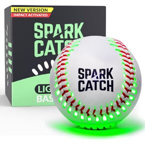 SPARK CATCH Light Up Baseball, Glow in The Dark Baseball, Perfect Baseball Gifts for Boys, Girls, Adults, and Baseball Fans, Official Baseball Size and Weight.