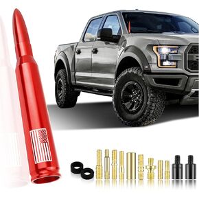 Car Bullet Antenna,Truck Exterior Decoration Accessories Car Vehicle Replacement Antenna Conpatible with Ford F150 RAM 1500 GMC Heavy Duty Pickup Trucks Accessories (New Upgrade Silver-U.S. Flag)…