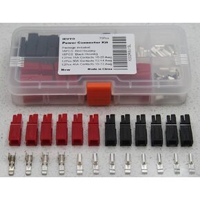 Power Wire Connectors Kit Quick Disconnect Terminals Connectors Battery Connector Modular Power Connector Kit Unassembled in Box, 15/30/45 Amp AWG10-20 72PCS