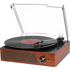 Record Player Bluetooth Turntable for Vinyl with Speakers & USB Player,Vinyl to USB,3 Speed Belt Driven LP Vintage Phonograph for Home Decoration