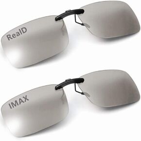 Cinema 3D Clip on Glasses for RealD IMAX 3D Movie,Lighter,Clearer,Brighter(2Pack)