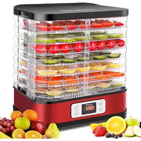 Homdox Food Dehydrator, 8 BPA-Free Trays Dehydrator for Food and Jerky with 72H Timer and Temperature Control, 400W Dehydrator for Fruit, Herbs, and Dog Treats, Fruit Roll Sheet Included