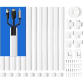 ZhiYo Cord Cover Wall Kit, 94.5in Cord Hider Wall Mounted TV, Wire Covers for Cords, Paintable Wire Hiders for TV on Wall, TV Cable Hider Wall Kit, Wall Cord Concealer, 6 x L15.7in W0.98 H0.5in, White