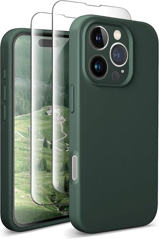 حافظة SUW متوافقة مع iPhone 16 Pro، [متوافقة مع MagSafe] حافظة سيليكون مقاس 6.3 بوصة مع [واقي شاشة] [حماية كاملة للكاميرا]، بطانة داخلية ناعمة من الألياف الدقيقة المضادة للخدش، أخضر منتصف الليل in Saudi Arabia