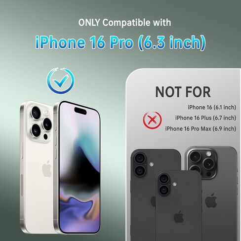 حافظة SUW متوافقة مع iPhone 16 Pro، [متوافقة مع MagSafe] حافظة سيليكون مقاس 6.3 بوصة مع [واقي شاشة] [حماية كاملة للكاميرا]، بطانة داخلية ناعمة من الألياف الدقيقة المضادة للخدش، أخضر منتصف الليل in Saudi Arabia