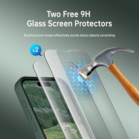 حافظة SUW متوافقة مع iPhone 16 Pro، [متوافقة مع MagSafe] حافظة سيليكون مقاس 6.3 بوصة مع [واقي شاشة] [حماية كاملة للكاميرا]، بطانة داخلية ناعمة من الألياف الدقيقة المضادة للخدش، أخضر منتصف الليل in Saudi Arabia