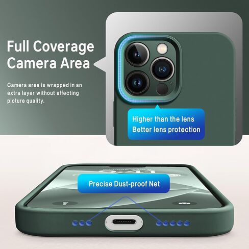 حافظة SUW متوافقة مع iPhone 16 Pro، [متوافقة مع MagSafe] حافظة سيليكون مقاس 6.3 بوصة مع [واقي شاشة] [حماية كاملة للكاميرا]، بطانة داخلية ناعمة من الألياف الدقيقة المضادة للخدش، أخضر منتصف الليل in Saudi Arabia
