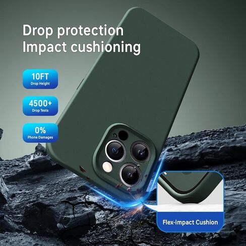 حافظة SUW متوافقة مع iPhone 16 Pro، [متوافقة مع MagSafe] حافظة سيليكون مقاس 6.3 بوصة مع [واقي شاشة] [حماية كاملة للكاميرا]، بطانة داخلية ناعمة من الألياف الدقيقة المضادة للخدش، أخضر منتصف الليل in Saudi Arabia