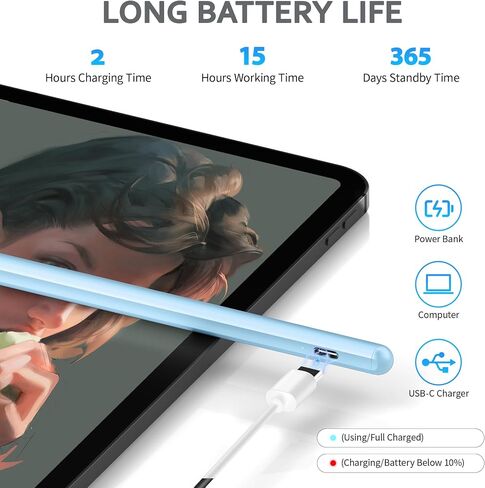 DRYMOKINI Stylus Pen, Active Stylus Pen Touch Screens Compatible for Android and iOS Tablet/Phones, Rechargeable Universal Stylus Pencil Compatible for A-pple/i-Pad/Phone Tablet, BabyPink in Saudi Arabia