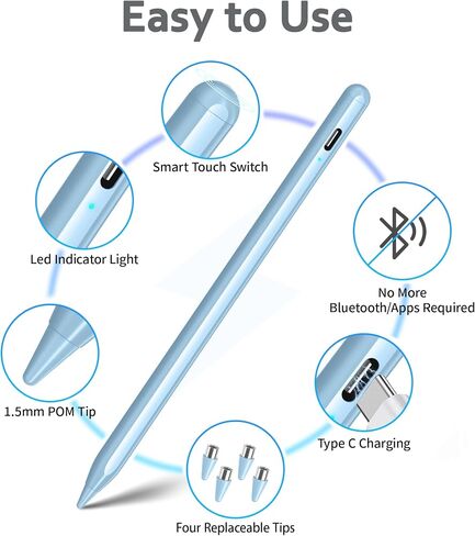 DRYMOKINI Stylus Pen, Active Stylus Pen Touch Screens Compatible for Android and iOS Tablet/Phones, Rechargeable Universal Stylus Pencil Compatible for A-pple/i-Pad/Phone Tablet, BabyPink in Saudi Arabia