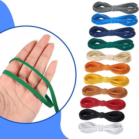 willbond 12 لفة شريط مرن ملون قابل للطي سلك مرن شديد التحمل شريط مطاطي مرن محبوك شريط مرن مسطح للخياطة اليدوية أساور لحاف DIY (حجم متنوع × 61 ياردة، ألوان قديمة) in Saudi Arabia
