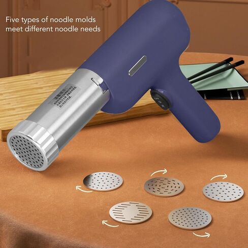 Electric Pasta Maker, Automatic Portable Handheld Noodle Maker with 5 Noodle Mould, Household Cordless Multifunction Spaghetti Ramen Maker, Noodle Press Machine for Homemade in Saudi Arabia