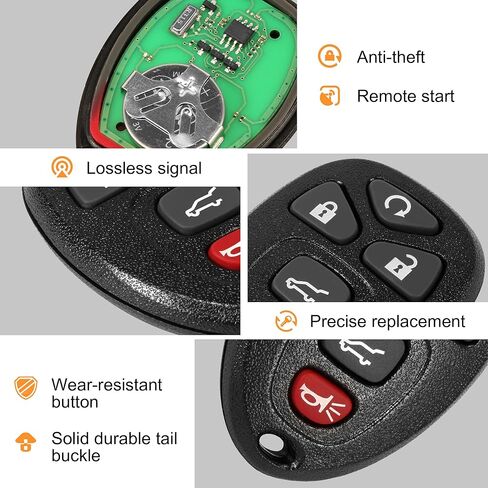 Key Fob, Keyless Entry Remote Start Control Replacement Fits for GMC Acadia 2007-2016 Yukon XL/Chevy Suburban Tahoe Traverse/Cadillac Escalade SRX/Buick Enclave FCC ID: OUC60270, OUC60221, 15913415 in Kuwait