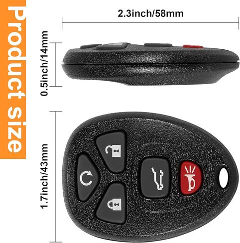 Key Fob, Keyless Entry Remote Start Control Replacement Fits for GMC Acadia 2007-2016 Yukon XL/Chevy Suburban Tahoe Traverse/Cadillac Escalade SRX/Buick Enclave FCC ID: OUC60270, OUC60221, 15913415 in Kuwait