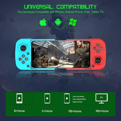 Megadream Mobile Game Controller Gamepad for iPhone iOS Android PC: Works with iPhone 17/16/15/14/13/12/11, iPad, Samsung Galaxy, TCL, Tablet, Call of Duty, Diablo Immortal - Directly Play (Black) in Saudi Arabia
