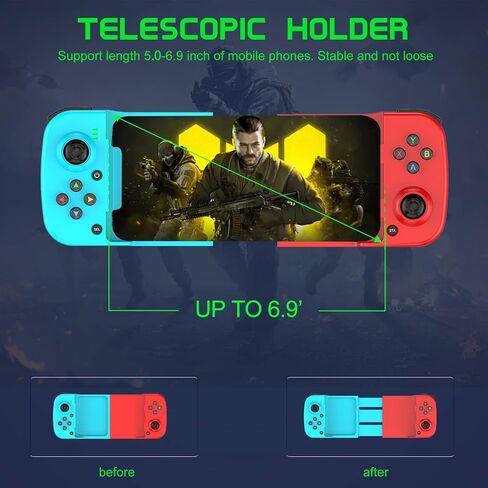 Megadream Mobile Game Controller Gamepad for iPhone iOS Android PC: Works with iPhone 17/16/15/14/13/12/11, iPad, Samsung Galaxy, TCL, Tablet, Call of Duty, Diablo Immortal - Directly Play (Black) in Saudi Arabia