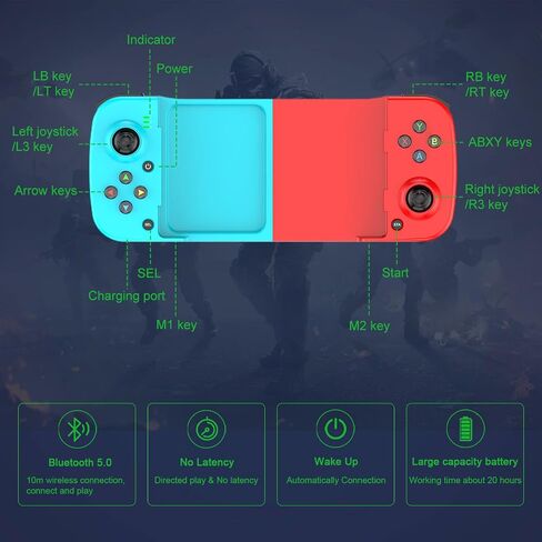 Megadream Mobile Game Controller Gamepad for iPhone iOS Android PC: Works with iPhone 17/16/15/14/13/12/11, iPad, Samsung Galaxy, TCL, Tablet, Call of Duty, Diablo Immortal - Directly Play (Black) in Saudi Arabia
