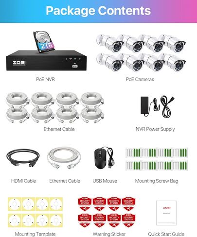 ZOSI 3K Lite 8CH H.265+ Home Security Camera System with AI Human/Vehicle Detection,Night Vision,5MP Lite 8 Channel CCTV DVR,4pcs 1080P 1920TVL 2MP Outdoor Indoor Surveillance Dome Cameras (No HDD) in Saudi Arabia