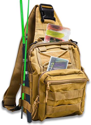 Fishing Backpack, Fishing Sling Bag Tackle Backpack Fly Fishing Bag with Rod Holder Fishing Gifts for Men and Women in Saudi Arabia