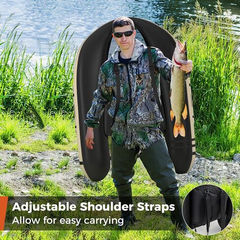 Goplus Inflatable Float Tube, Fishing Belly Boat with Fish Ruler, Pump, Storage Pockets, Adjustable Straps, Fishing Float Tube for Angling, 350LBS Load Capacity in Saudi Arabia