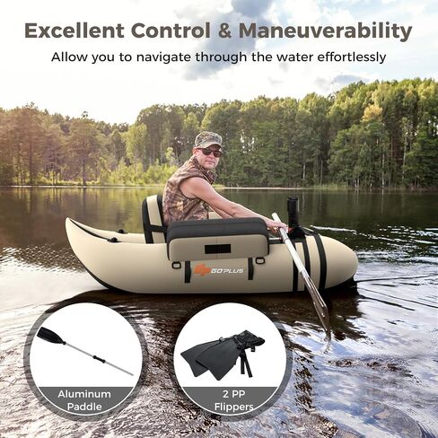 Goplus Inflatable Float Tube, Fishing Belly Boat with Fish Ruler, Pump, Storage Pockets, Adjustable Straps, Fishing Float Tube for Angling, 350LBS Load Capacity in Saudi Arabia
