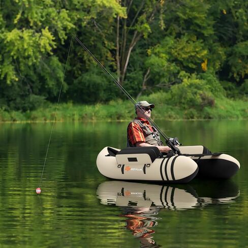 Goplus Inflatable Float Tube, Fishing Belly Boat with Fish Ruler, Pump, Storage Pockets, Adjustable Straps, Fishing Float Tube for Angling, 350LBS Load Capacity in Saudi Arabia