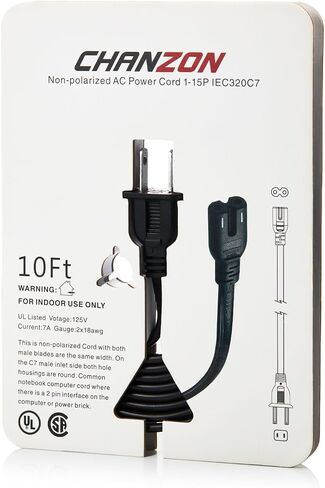 استبدال سلك الطاقة للتلفزيون chanzon لطابعة Samsung LG TCL Insignia Hp OfficeJet Envy Cannon Pixma Ps5 Ps4 PS3 PS2 PlayStation Xbox One Apple Hisense Epson Universal AC Cable 2 Prong 10ft 7A 125V in Kuwait