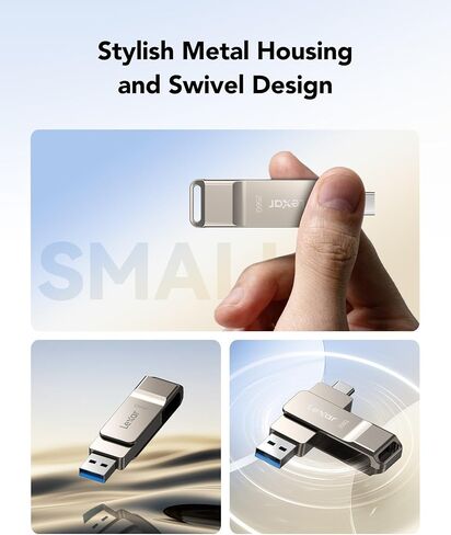 محرك أقراص Lexar D40E سعة 256 جيجابايت ثنائي USB 3.2 Gen 1 Type-C™، محرك أقراص فلاش USB-C ذو تصميم دوار ذو تصميم دوار (LJDD40E256G-BNSNG) in Kuwait